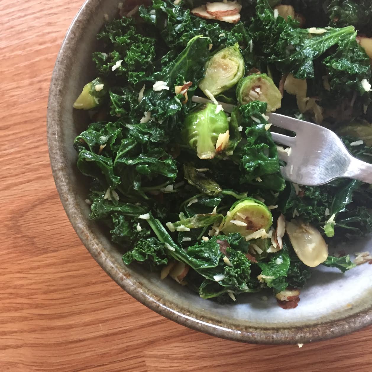 Cheesy Brussels Sprouts and Kale