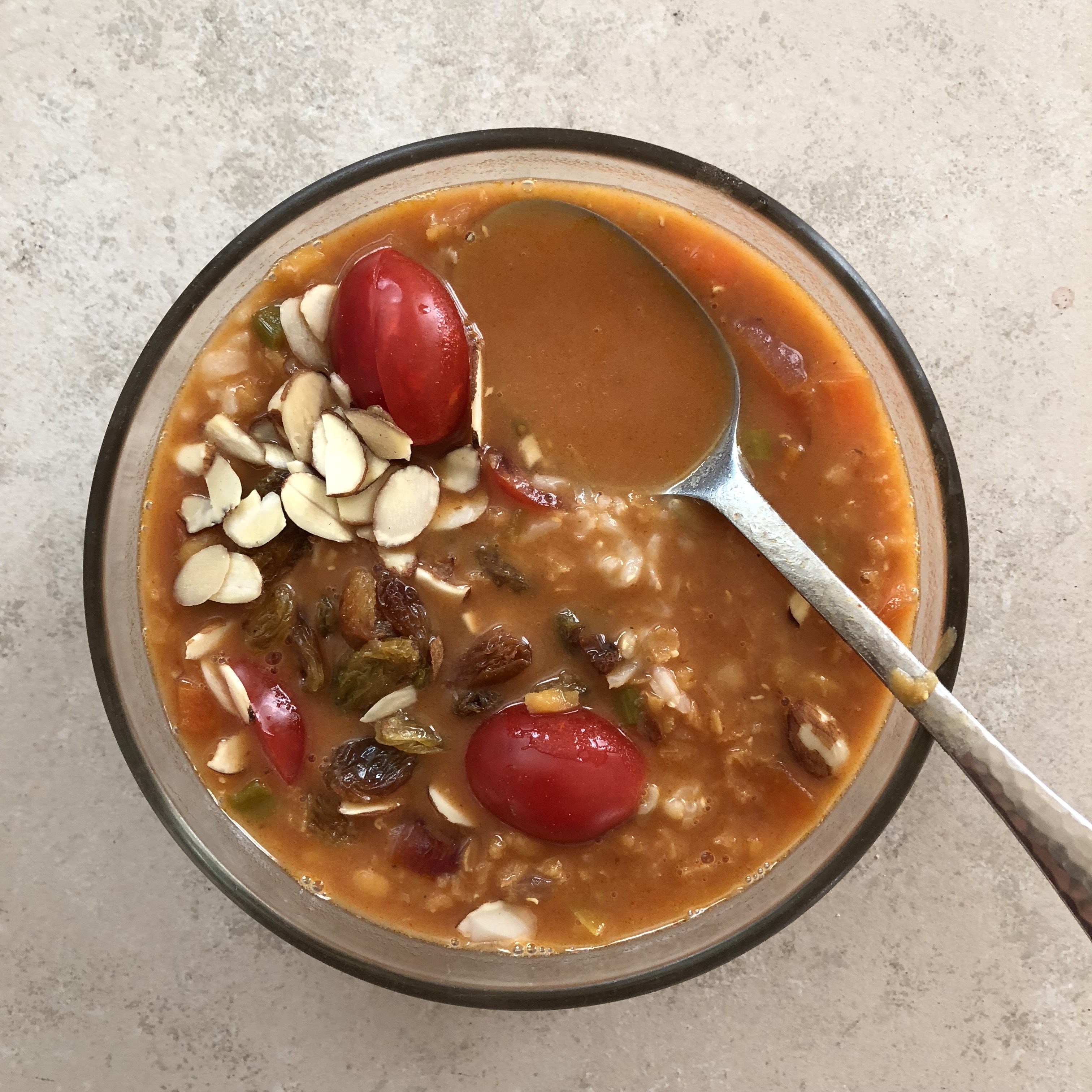 Light Lentil Soup with Golden Raisins