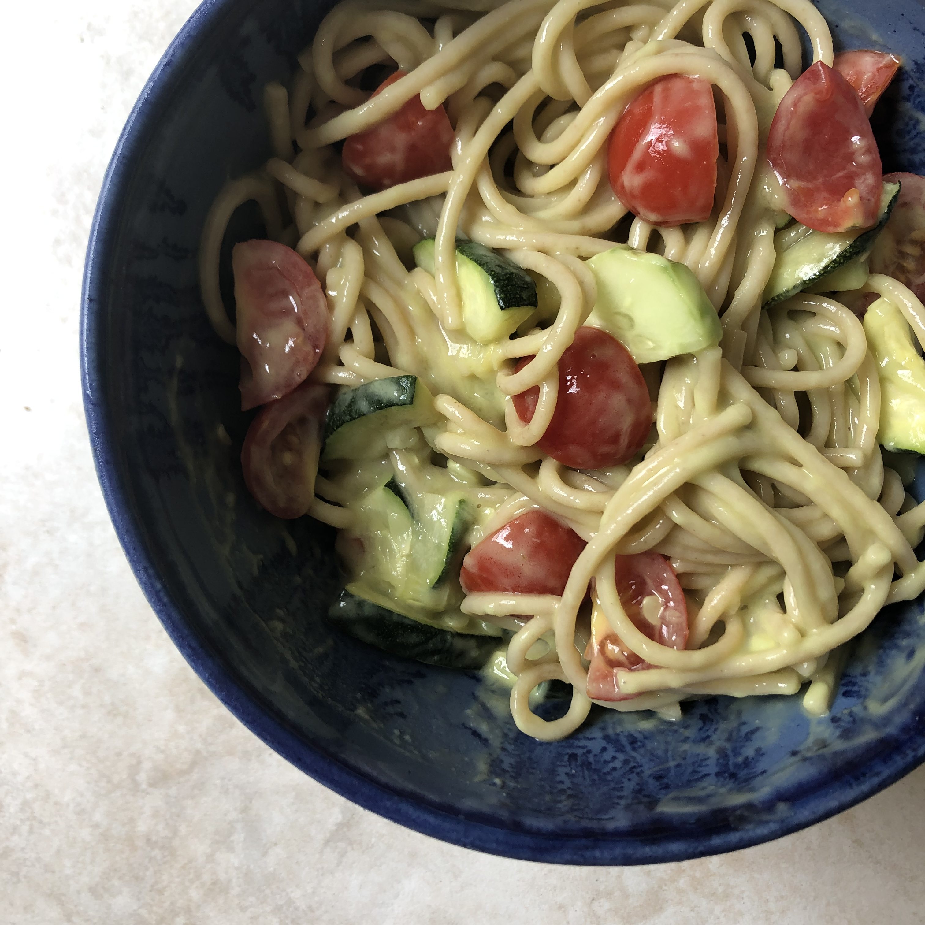 Noodles with Avocado-Miso Sauce